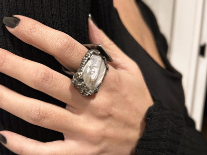 Large Pearl Silver Ring