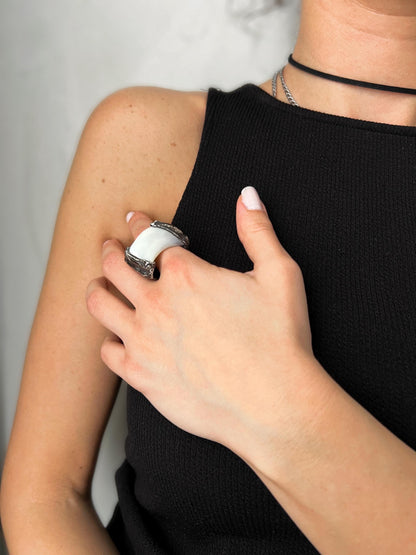 White Mother Of Pearl Ring